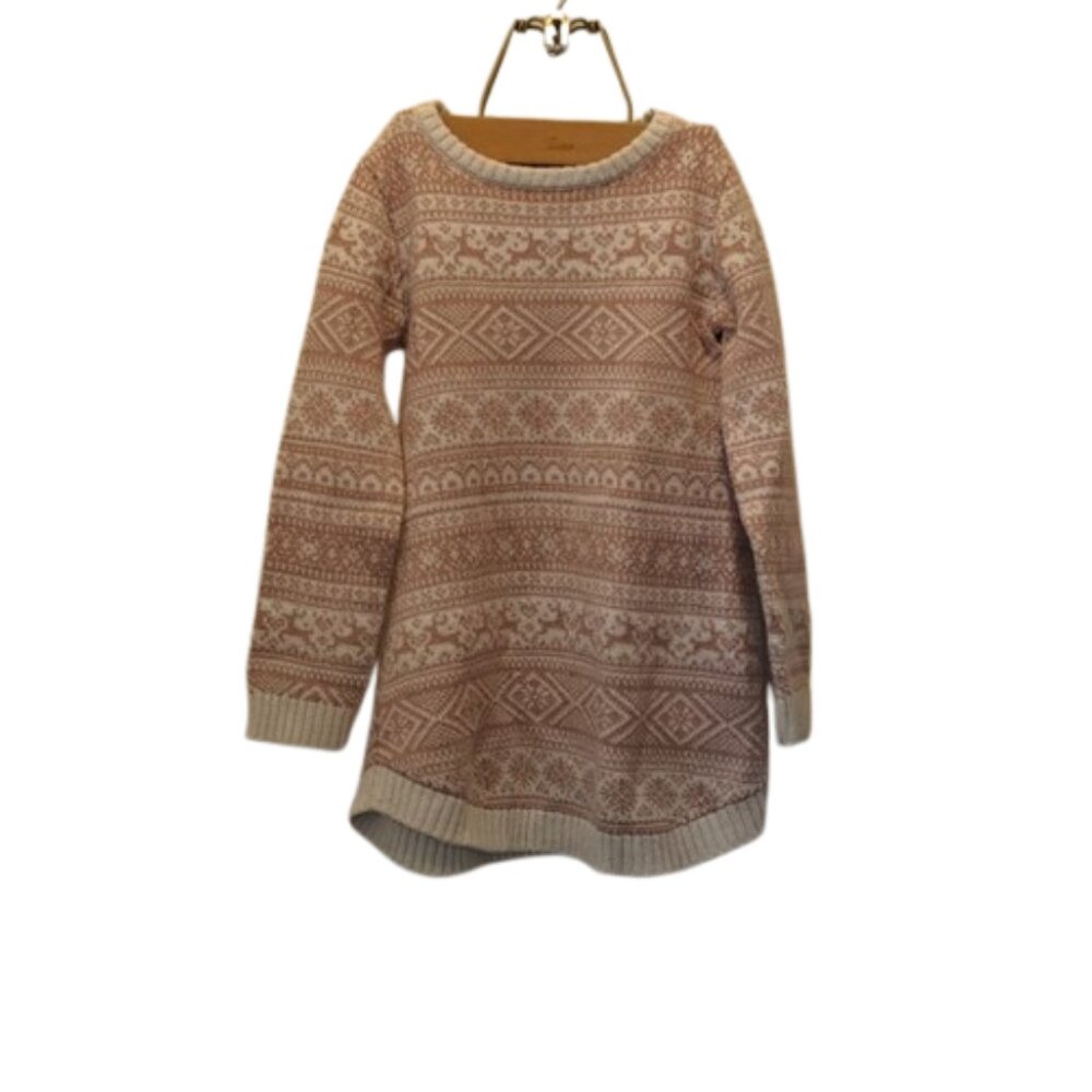 Aspen Kids Size US S 5-6 Pink Reindeer Christmas Print Sweater Dress - Picture 1 of 12